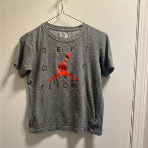 Jordan Kids Gray Tee with Orange Jumpman and Black Text